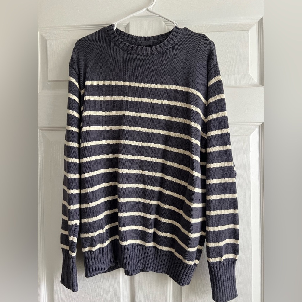 John Galt / Brandy Melville Blue & White Striped Knit Sweater One Size